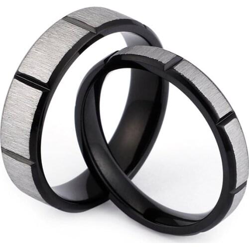 Black Stainless Steel Matte Finished Couple Ring Simple Wedding Ring for Women and Men Jewelry