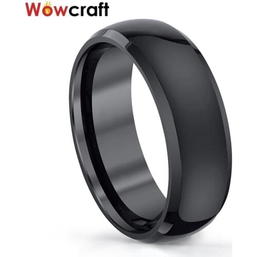 Tungsten Wedding Bands 8mm Black Plated Engagement Ring Domed Polished Shiny Comfort Fit