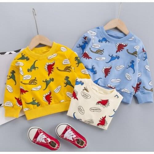 Childrens Warm Tops Winter Warm Thickening Clothes Boys Girl Cartoon Dinosaur Shirt Long Sleeve Bottoming Underwear