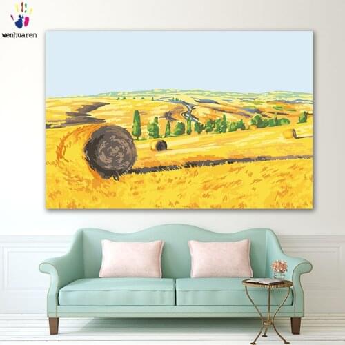 DIY colorings pictures by numbers with color Scenic painting Van Gogh Wheat Field picture drawing painting by numbers framed