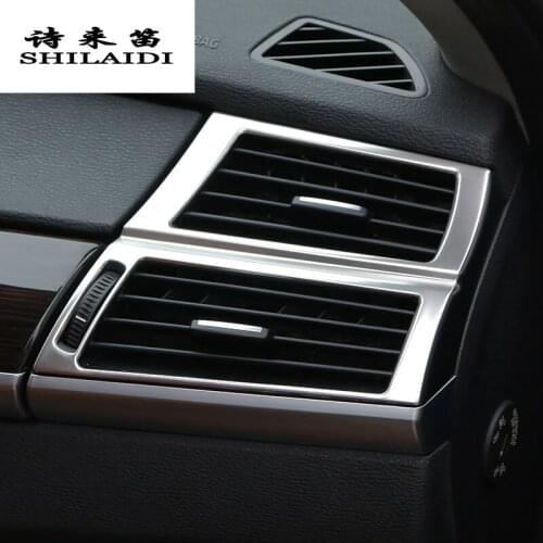 For bmw e70 e71 x5 x6 Front row air outlet frame decorate AC vents Covers stickers trim Interior Carbon fiber Auto Accessories