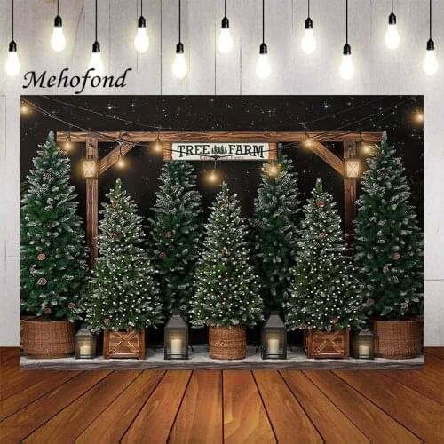 Mehofond Photography Background Christmas Trees Farm Winter Green Forest Glitter Kids Family Portrait Backdrop Photo Studio Prop
