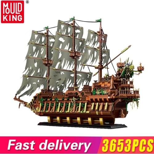 Mould King 13138 Mov Flying Dutchman Ship Pirates Boat Model Set Building Blocks Sailing Battleship Bricks Educational Kids Toys