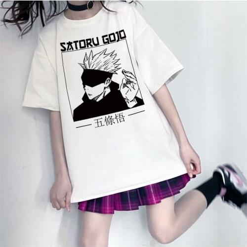 Janpanese Anime jujutsu kaisen t shirt for Women e girls Kawaii Cute Harajuku y2k Tops oversized femme gojo