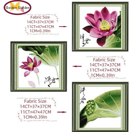 NKF Lotus flower style Pattern DIY Handmade Craft Needlework Cross Stitch Set Embroidery Kit Printed Design Stitching Home Decor