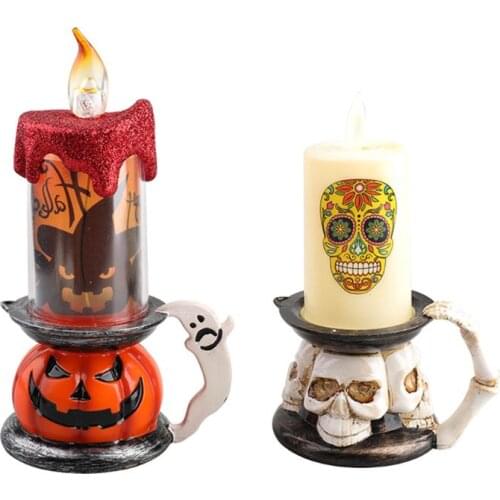 Halloween LED Skull Pumpkin Flickering Candle Light Home Party Lamp Festival Decoration Props