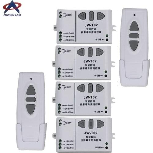 AC110V 220V 240V intelligent digital RF wireless remote control switch system for projection screen 2*transmitter + 4* receiver