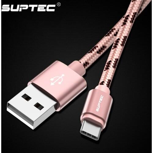 SUPTEC 2M 3M USB Type C Cable for Samsung S9 S8 Note 9 2.4A Fast Charging Data Type-C Charger Cable for Huawei Xiaomi Oneplus 3T