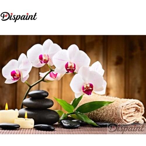 Dispaint Art 5D Diy Diamond Painting "Orchid stone landscape"Diamond Pictures Cross Stitch 3D Rhinestone Embroidery Decor A27591