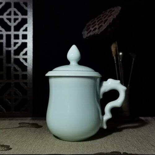 Coffee Mug Cup with Lid and Dragon Handle 13.5oz Teacups Ceramic Drinkware Porcelain Tableware Microwave and Dishwasher Safe