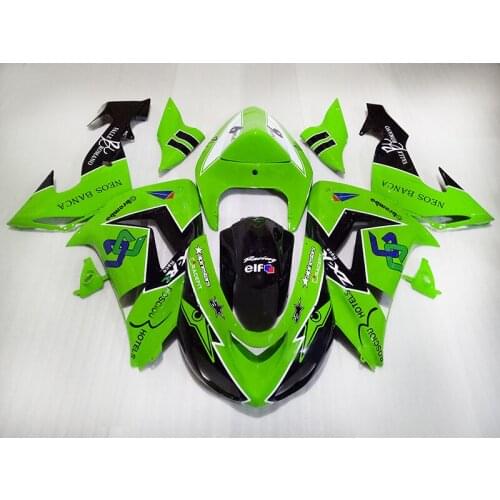 Custom Bodywork fairing kit for 2006 2007 Kawasaki Ninja ZX 10R 06 07 green black fairings set ZX10R body repair parts KP04