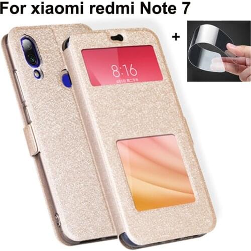 Front Window Leather Filp Case For xiaomi redmi Note 7 phone cover For xiaomi redmi Note7 6.3" back cases Note 7 bumper coque