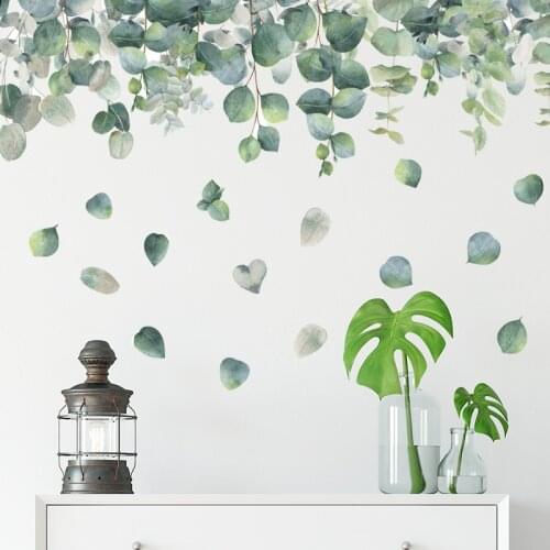 Creative Artistic Fresh Garden Ins Wind Eucalyptus Leaves Fo'r Crown Moulding Wall Stickers Living Room Bedroom Wall