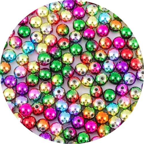 30-100pcs Colorful Acrylic Plating Mix Round Beads Christmas Party Decoration Pendants DIY Handmade Jewelry Making Accessories