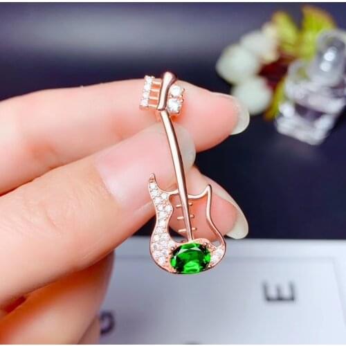 New guitar shape green yellow purple gemstone pendant of necklace 925 sterling silver fine jewelry certified natural gem gift