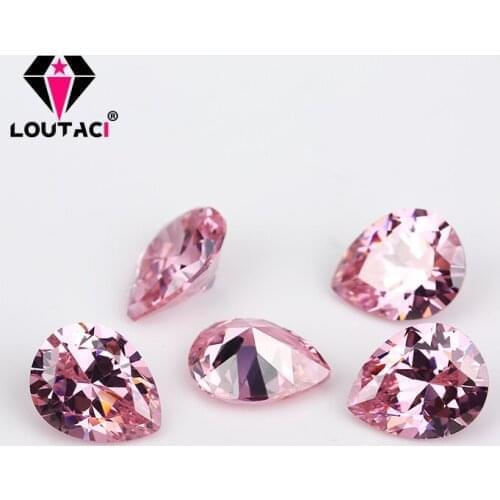 LOUTACI Most Precious Stones in Order Pink Pear Cubic Zirconia Anniversary Rings Big Size 8x12-13x18mm