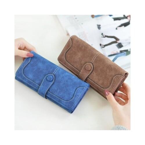 Many Departments Faux Suede Long Wallet Women Matte Leather Lady Purse High Quality Female Wallets Card Holder Clutch Carteras