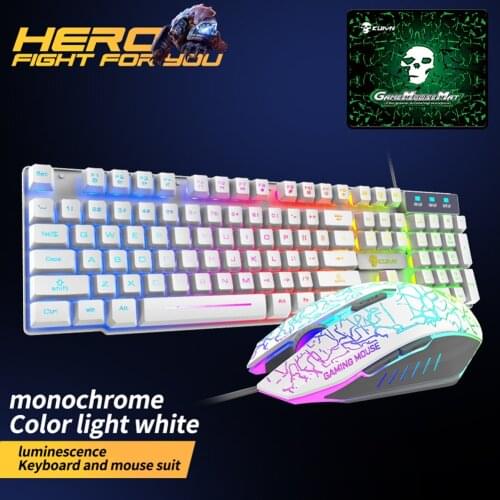 T6 Mechanical Gaming Keyboard Mouse Mouse Pad Set USB Wired LED RGB Backlight 2400DPI 3-in-1 Set Kit Computer Gaming Accessories