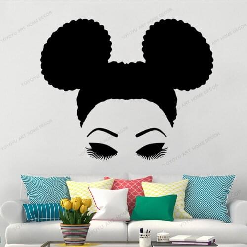 African style Wall Decal Window Sticker Beauty Salon Woman Face wall stickers home decor living room salon sticker yw125