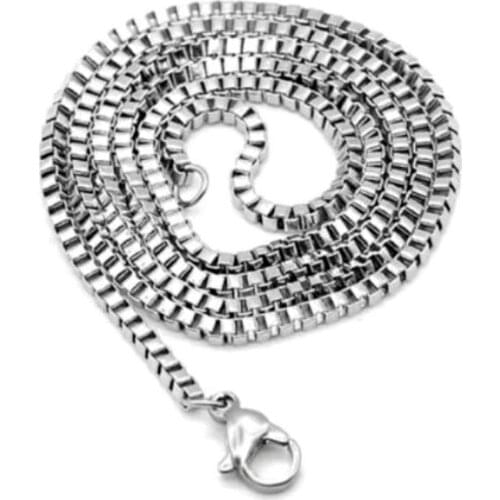2020 Fashion Necklaces Stainless Steel Square Box Link Necklace For Men Women Gift Jewelry Length 60CM Silver Color Width 3mm2mm