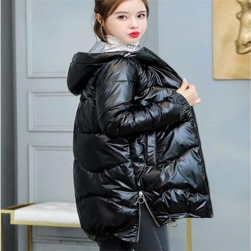 Disposable cotton Coats Womens bright face Outwear Winter loose warm Overcoat colorful Feminine Hooded down cotton Jacket