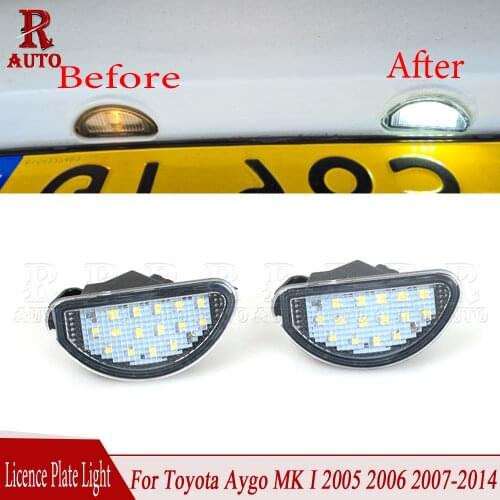 R-Auto 2 Pcs LED Car Rear Licence Number Plate Light Lamp Car Styling For Toyota Aygo MK I 2005 2006 2007 2008 2009 2010-2014