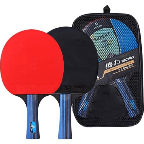 2PCS Ping Pong Table Tennis Blade Bat Set Professional Rubber Long Short Handle Ping Pong Racket Paddle with 3 Balls 1 Carry Bag