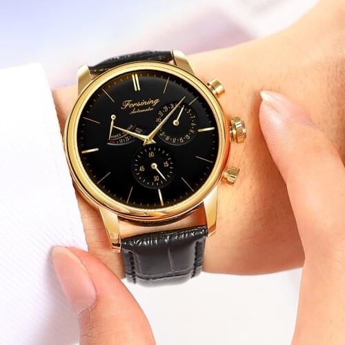 FORSINING Luxury Top Brand Automatic Mechanical Watch High Quality Unique Design Leather Wristwatch for Men