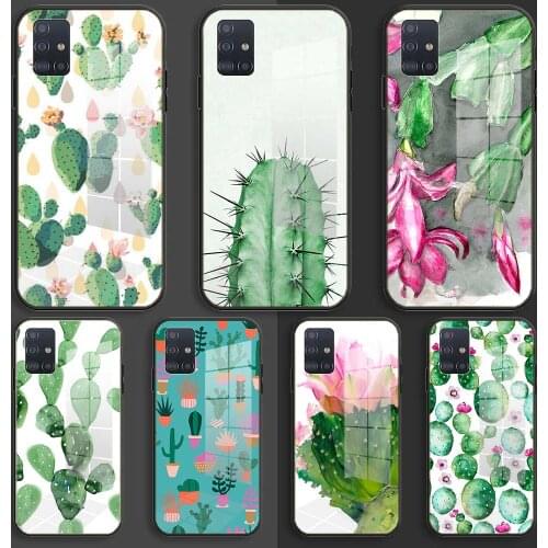 Luxury Plants Cactus Lovely Cactus Soft Silicone Glass Case For Samsung Galaxy A10 A20 A30 A40 A50 A70 A31 A51 A71 Balck Cover