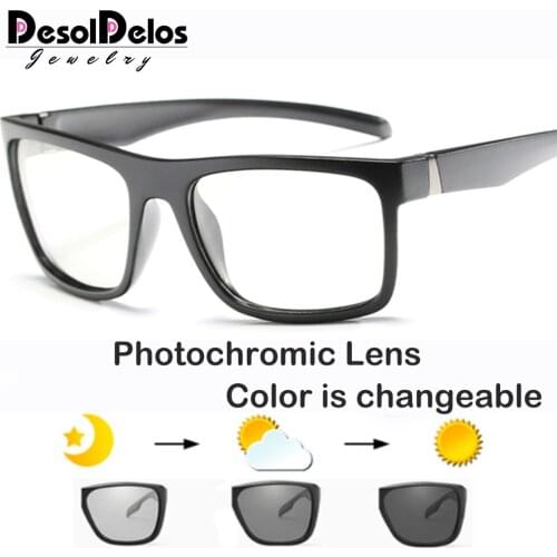 Polarized Photochromic Sunglasses Men UV400 Anti-Glare Brand Rectangle Chameleon Sunglasses Driving Fishing Square Sunglasses