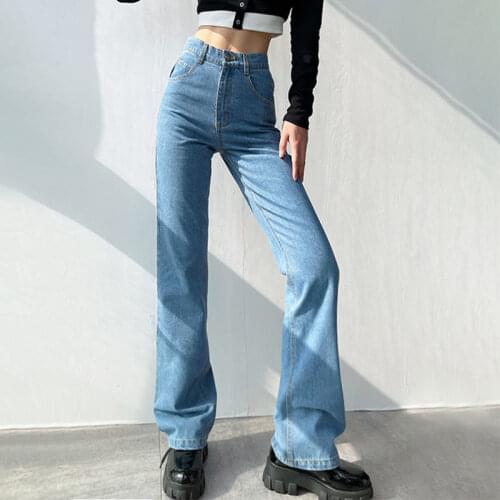 Vintage Wide Leg Jeans for Women Bottom Baggy Denim Pants Blue High Waist Trousers Streetwear New Woman Pants
