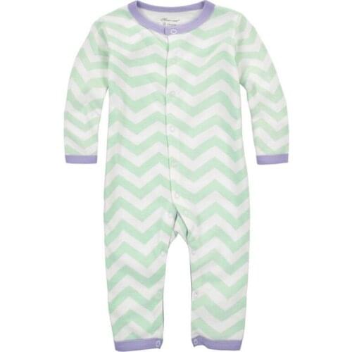 Y364 Siamese baby clothes for boys and girls winter newborn baby Romper climbing clothes cotton cardigan green striped pattern