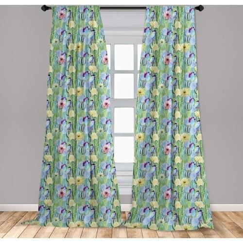 Cactus Curtains Types of Cactus Plant with Flowers and Buds Fruits Nature Artwork Window Treatments for Living Room Bedroom