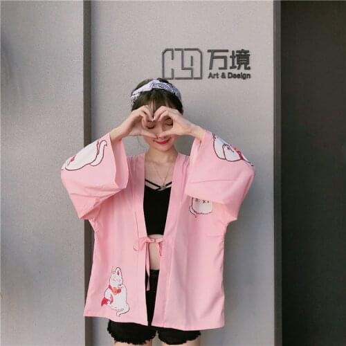 Womens Japanese Cardigan Blouse Jacket Coat Harajuku Summer Wind Street Loose Sun Proof Clothes Personalized Comfort 2021
