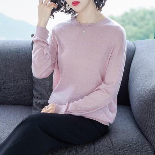 Spring Women Casual Sweater Wear Female Round Collar Striped Knitted Jumper Tops Long Sleeve Bottom Thin Fashion Sweaters H9366