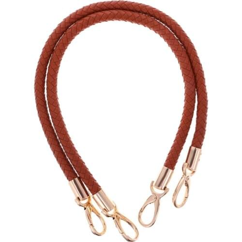 1Pair Leather Bag Handles 60cm Brown Replacement Bag Straps Detachable Shoulder Bags Handbag Rose Handles Bag Accessories Part
