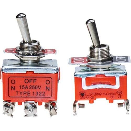 1PCS E-TEN1322 15A/250V 6 pin Three gears Waterproof Switch Cap On-Off-On Miniature Toggle Switches orange