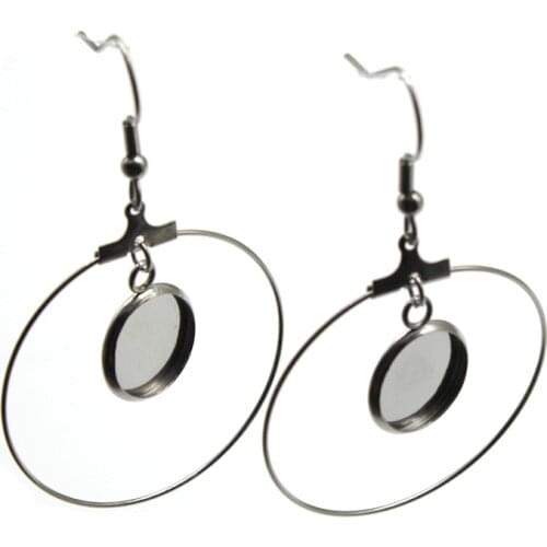 10pcs DIY Findings Stainless Steel Dangle Earring Base Blanks 8 10 12 14 16 18 20 25 mm Glass Cabochon Cameo Settings Jewelry