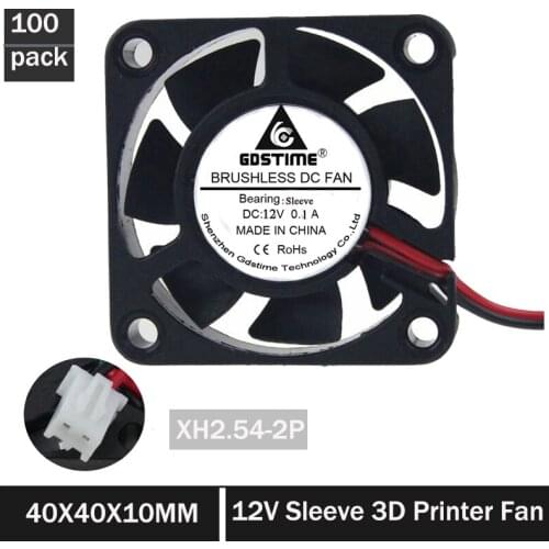 100PCS Gdstime 40mm 3D Printer Cooling Fan 12V 4010 Printer Cooler DC Brushless Fan Mini 40x40x10mm Fans