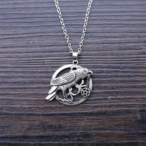 12pcs Odins Raven Pentagram Pendant Necklace Viking Amulet Jewelry