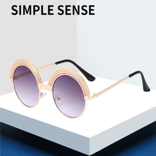 2020 Kids Round Rainbow Sunglasses Girls Boys Children Pink Glasses Metal Frame Kids Travel Shopping Eyeglasses UV400