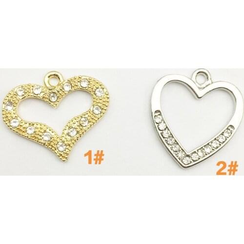50pcs Crystal Jewelry Embellishment Heart Rhinestone Pendant Earring bracelet Floating Enamel Hair Clip Bag Shoes Accessories