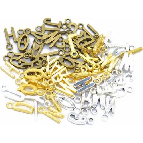 52pcs 15*10mm Antique Silver Antique Bronze Gold Letter Charms For DIY Jewelry Finding