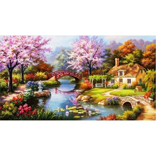 5D DIY diamond painting landscape round diamond mosaic, home decoration, handmade wall decoration