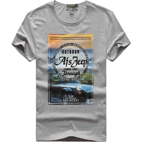 Afs Brand Male Summer Casual Round Neck Short Sleeve T-shirt Top Printed 100% Cotton 3 Colors Mens Brand Clothing 663