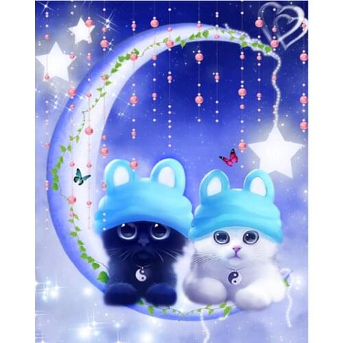 Full Square Diamond Embroidery Cartoon Cat 5D Diy Diamond Painting Cross Stitch 3D Diamond Mosaic Needlework Crafts Christmas