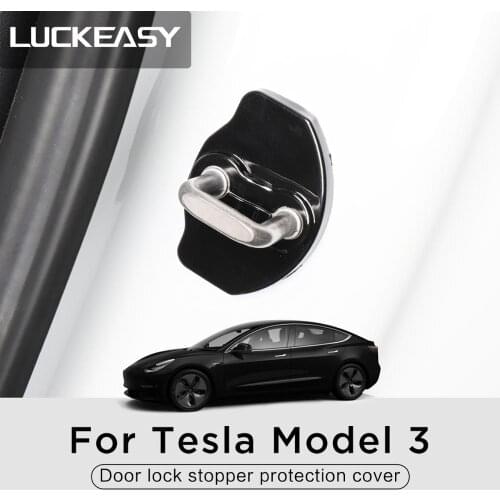 LUCKEASY Auto Interior modification for Tesla Model 3 2017-2020 Car Door Lock Cover ABS Protection Cap 6pcs/Set