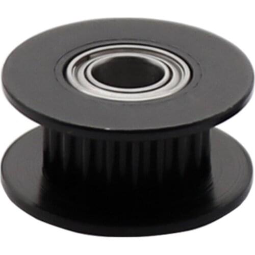 1PC 3D Printer Parts 2GT 20 Teeth Idler Pulley, Black Color, Width 6mm, Bore 5mm, With Bearing For GT2 Timing Belt Synchronous