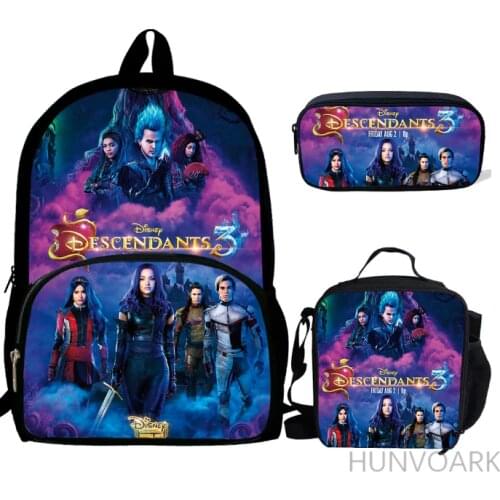 Disney 3PCS Descendants 3 Backpack Girls Boys Pencil Box School Bag Anime Cartoon Backpack Laptop Laptop Gift for Children