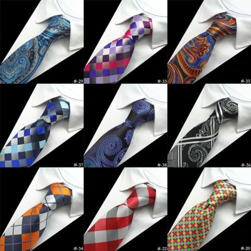 Ricnais Brand 100% Silk Neck Tie for Men Plaid Paisley Corbatas Hombre 8 cm Gravata Tie Formal Social Event Wedding Dress Set